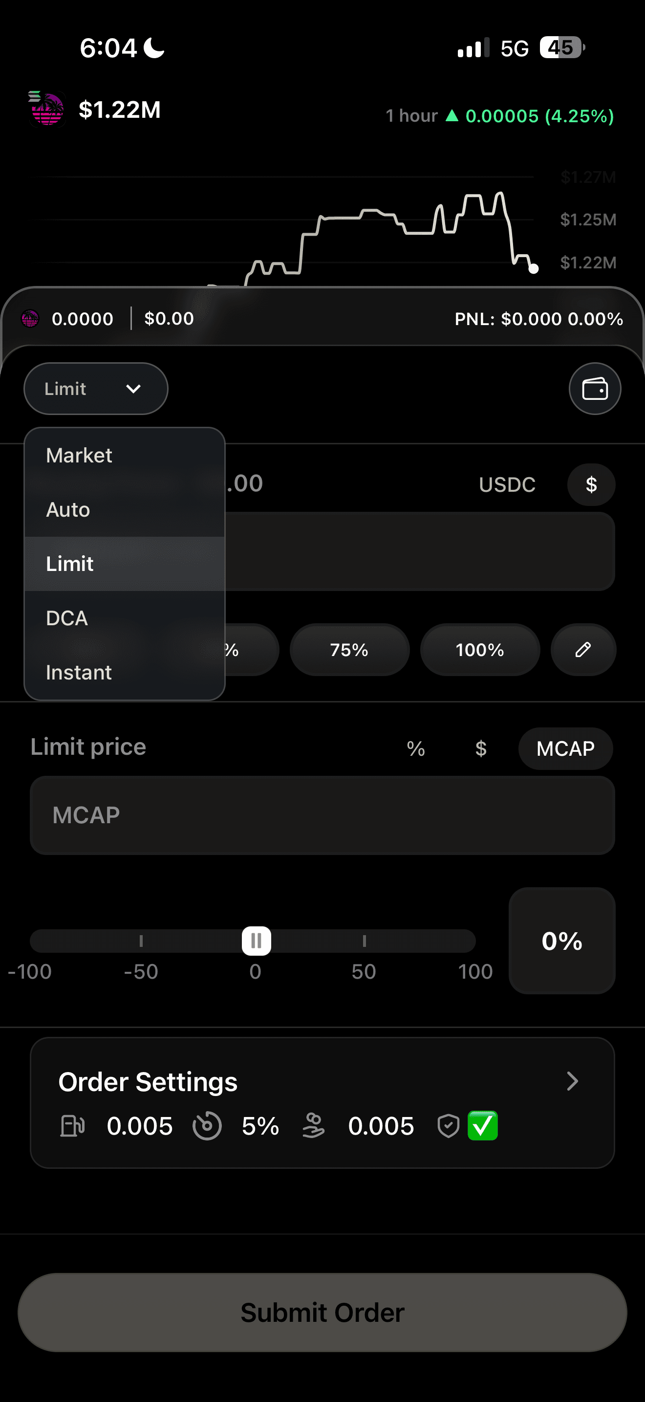 Hype limit order screen